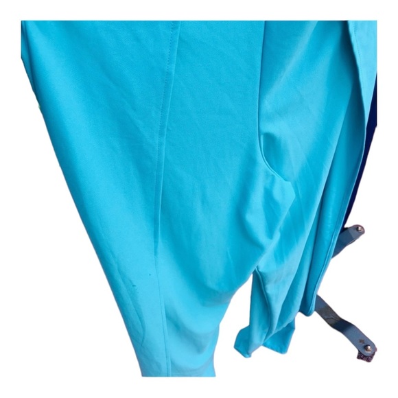 Bongo size X-Large aqua jumpsuit adjustable straps faux wrap slit leg v-neck - Picture 14 of 16